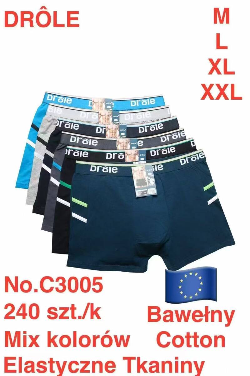Bokserki męskie Roz M-2XL, Mix kolor Paczka 24 szt